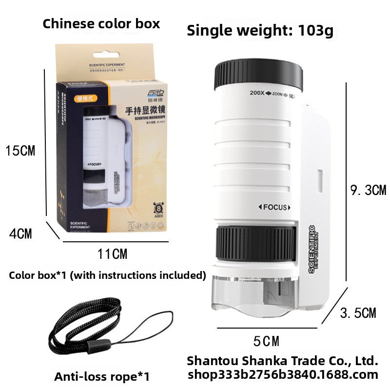 Portable Handheld Microscope for Kids Science Experiment Outdoor Educational Toy Cell Viewing