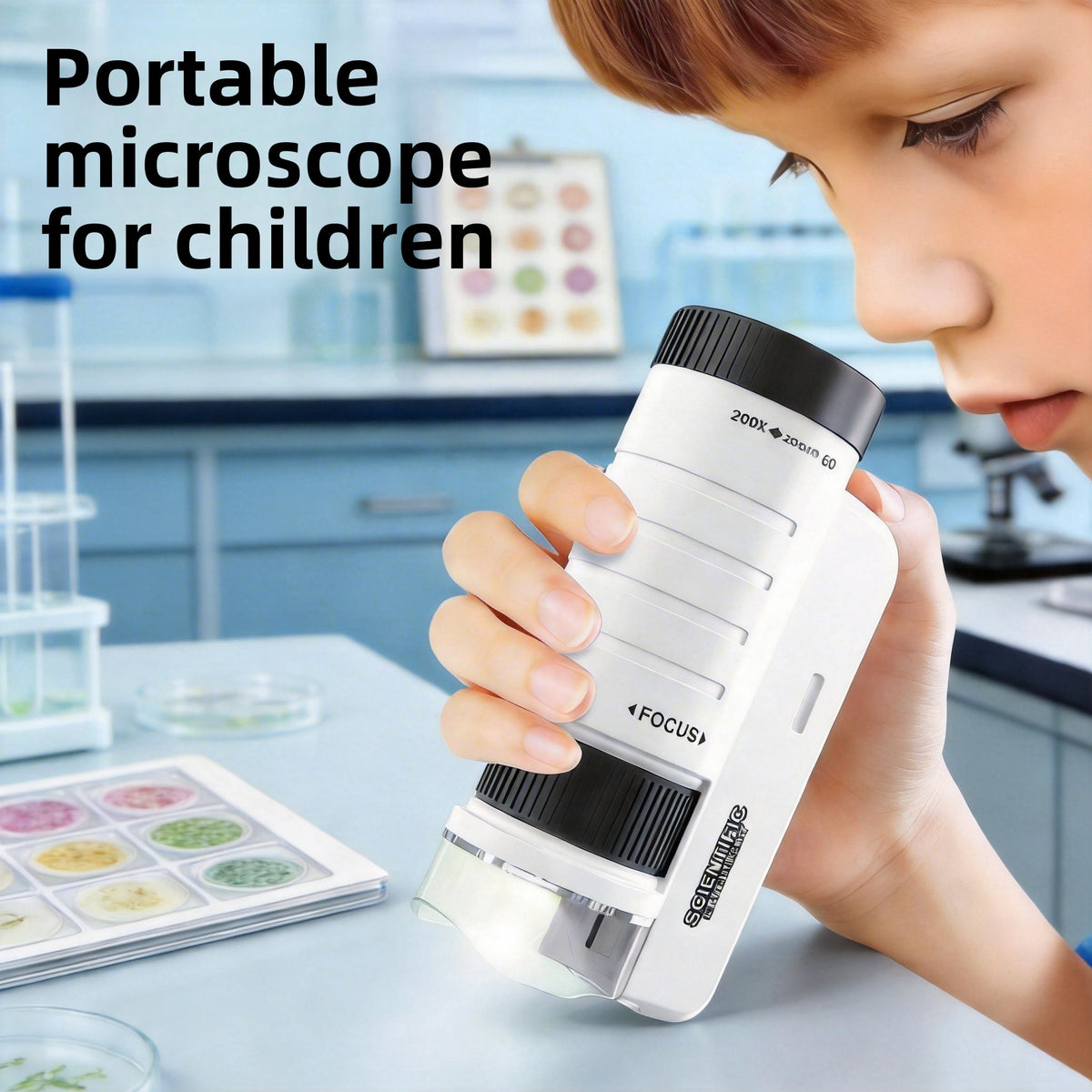 Portable Handheld Microscope for Kids Science Experiment Outdoor Educational Toy Cell Viewing